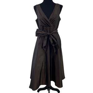 BCBG Paris Brown Bow Belt Formal Sleeveless Dress 10 Whimsigoth Cottagecore